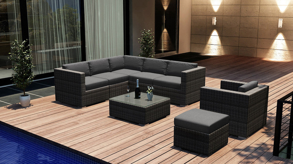 District 8 Piece Sectional Set, Canvas Charcoal