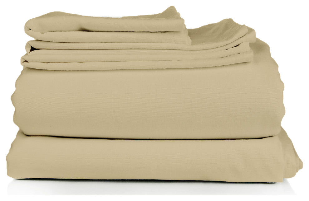 4-Piece, 1,800 Thread Count, Bamboo Feel, Soft Bed Sheets, Cream, King