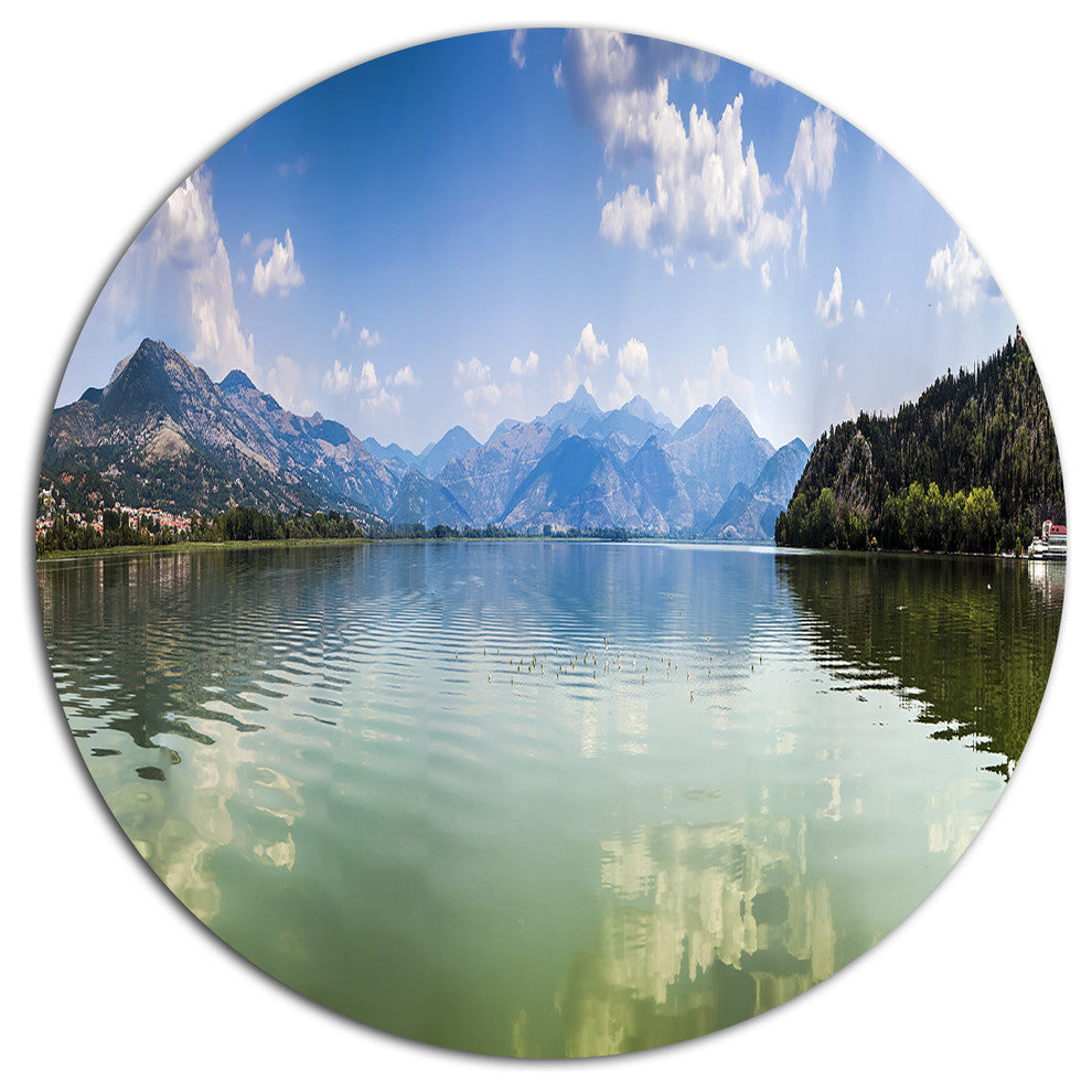 Kastoria Lake Greece Panorama, Landscape Round Wall Art, 11"