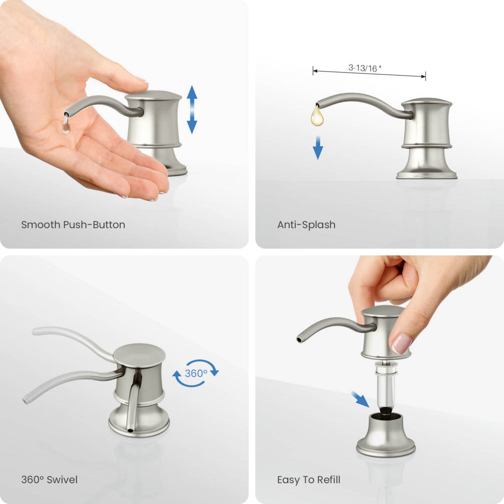 KIBI Kitchen Soap Dispenser KSD101, Brushed Nickel