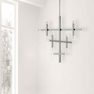 Contemporary Linear Chandelier Francesca 56W, Polished Chrome