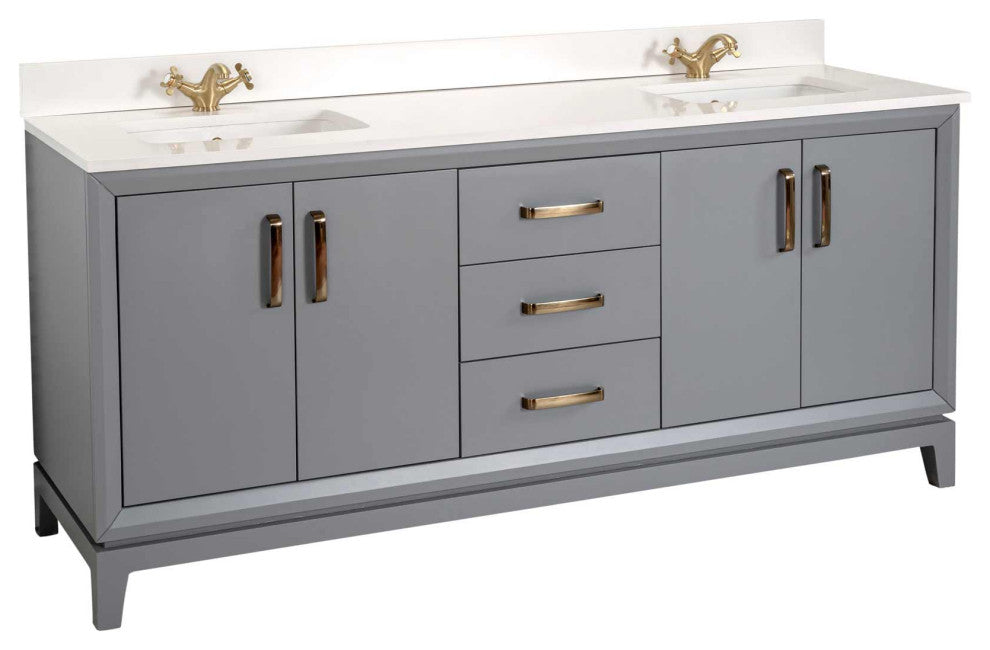 Fabia Collection 72" Bathroom Vanity With Sink, Mirror, Countertop, Dark Gray