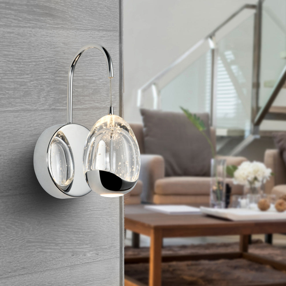 Venezia ETL Certified Integrated LED Wall Sconce Light Fixture, Polished Chrome