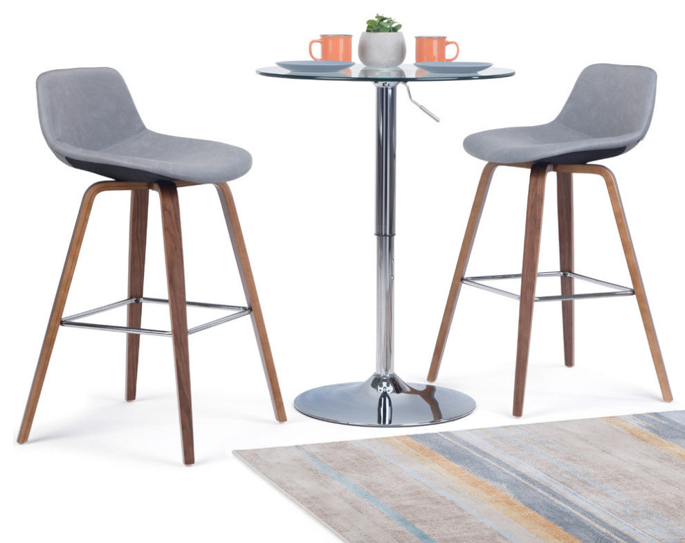 Randolph Bentwood Counter Stool, Set of 2, Stone Gray Faux Leather
