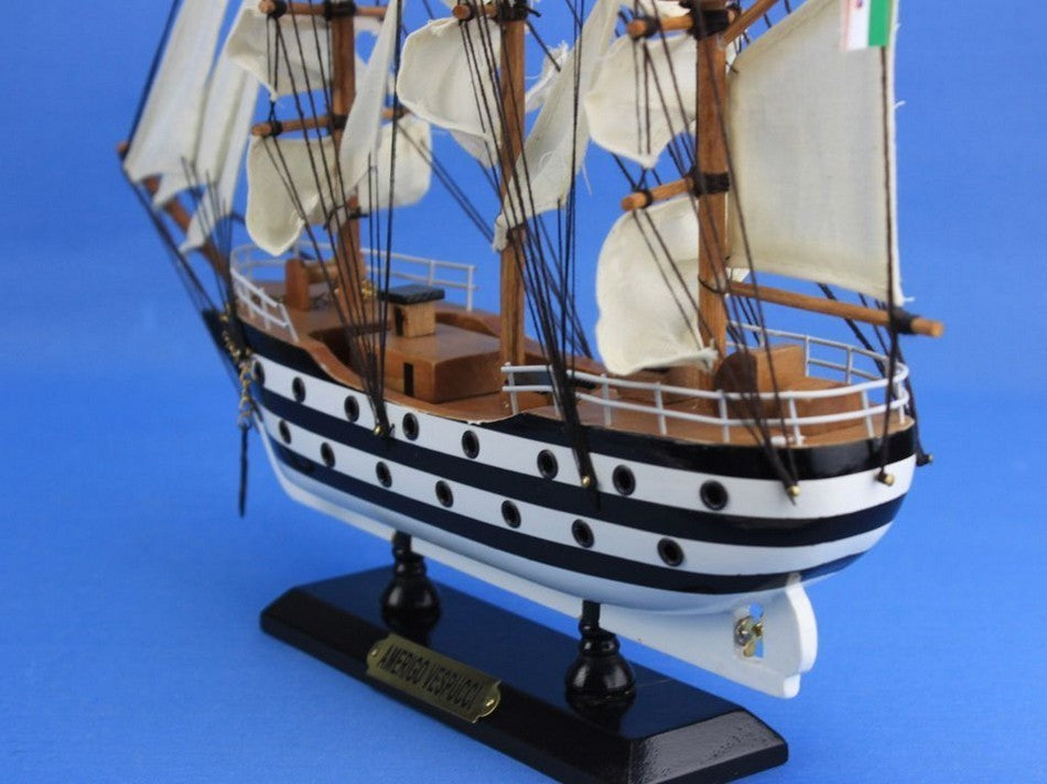 Wooden Amerigo Vespucci Tall Model Ship, 15"