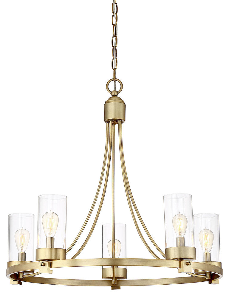 5-Light Chandelier, Natural Brass