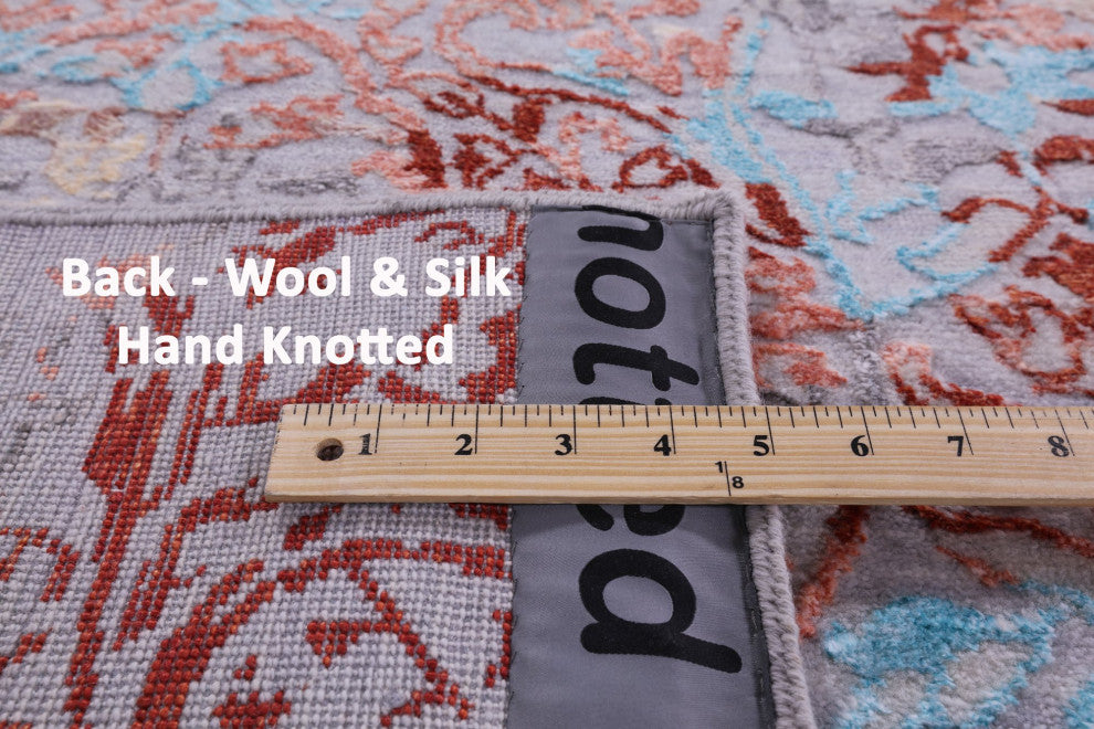 Modern Wool and Silk Handmade Rug 8' 0" X 10' 1" Q9247