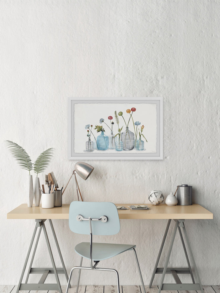 "Bottles for the Blooms" Framed Painting Print, 18"x12"
