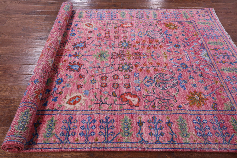 6' 2" X 9' 3" Hand-Knotted Turkish Oushak Wool Rug - Q13661