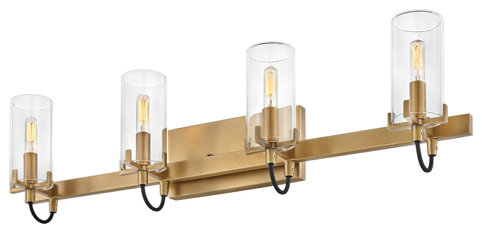Hinkley Ryden Large Four Light Vanity, Heritage Brass