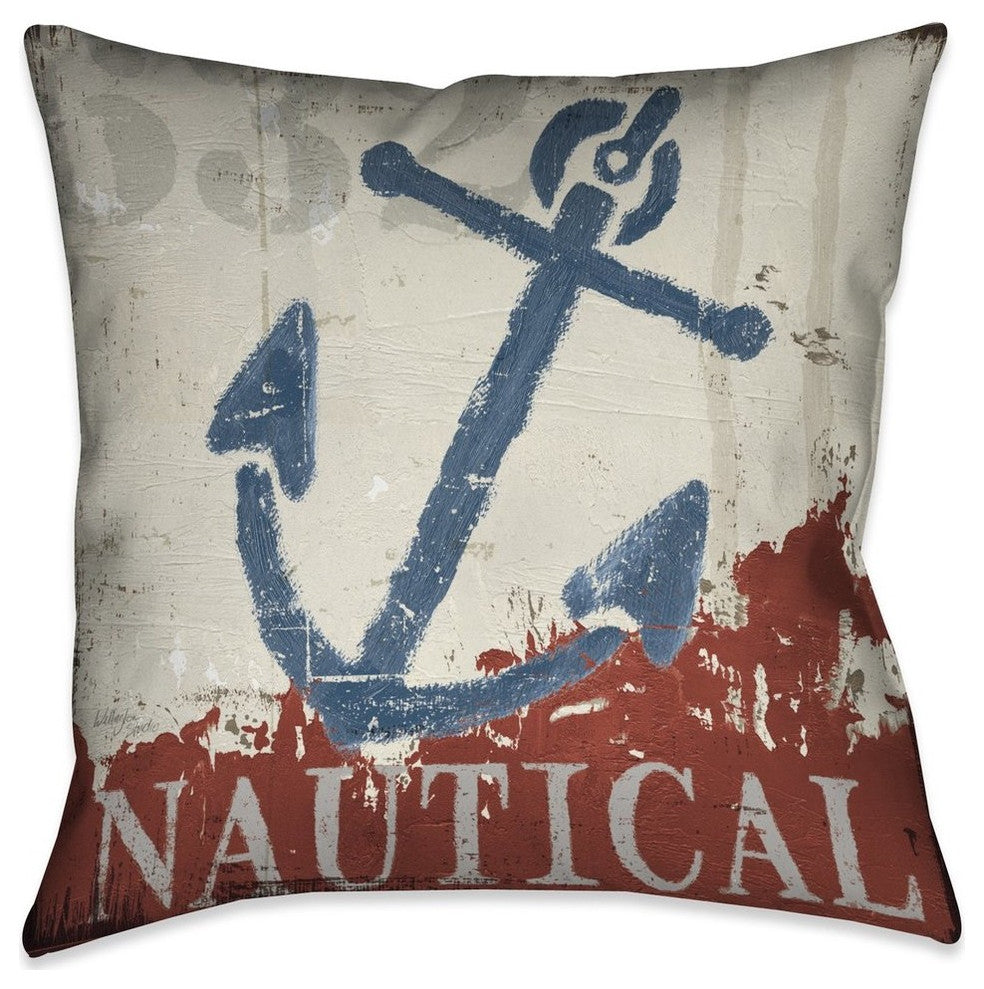 Laural Home Nautical Anchor 18" X 18" Indoor Decorative Pillow