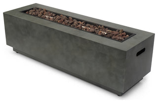 Jasmine Outdoor 50,000 BTU Rectangular Fire Pit, No Tank Holder, Concrete Finish