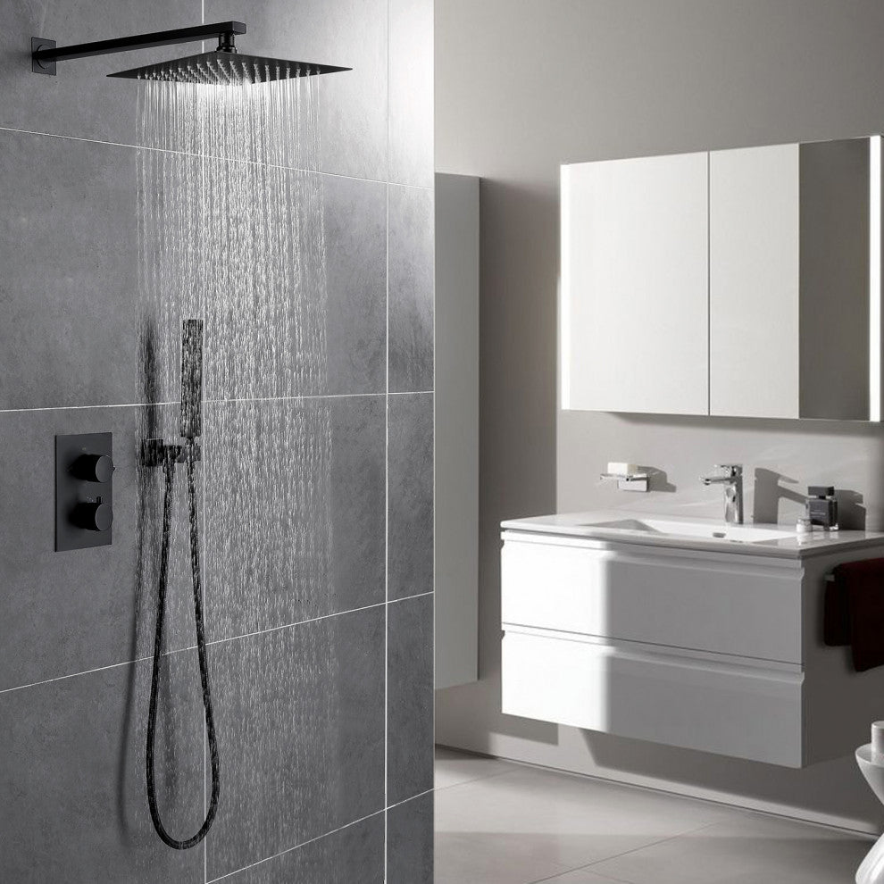Thermostatic Rain Shower System with Hand Shower and Rough-in Valve