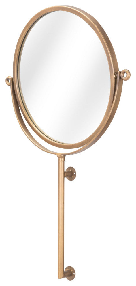Frame Wall Mirror, Round, Glass, Steel Metal, Gold, Bedroom Living