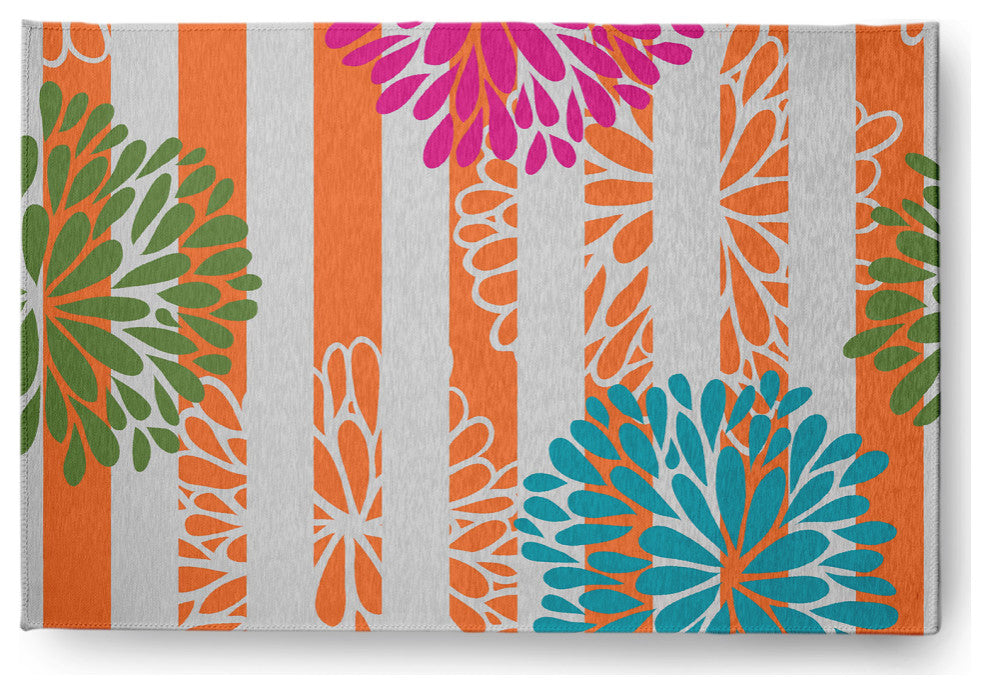 Flower Bursts Spring Chenille Rug, Pink, 4'x6'