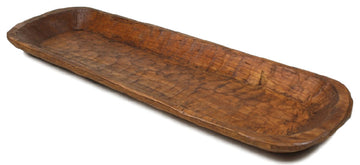 Extra Long Rustic Farmhouse Primitive Wooden Dough Bowl, Natural, Long