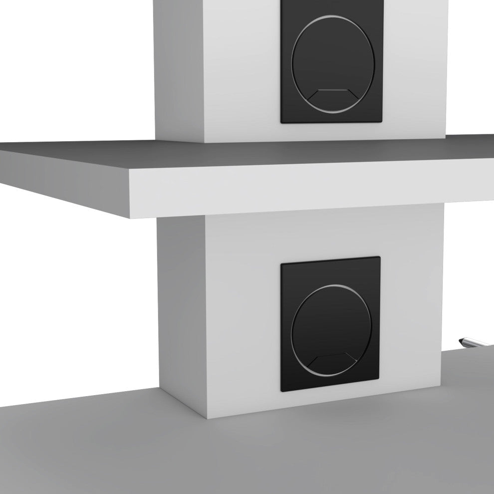 Minot Floating Shelf, Sleek Dual-Shelf Wall Unit with Cable Management