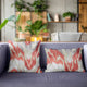 Plutus Velvet Glamour Red, Gray Handmade Luxury Pillow, 22"x22"