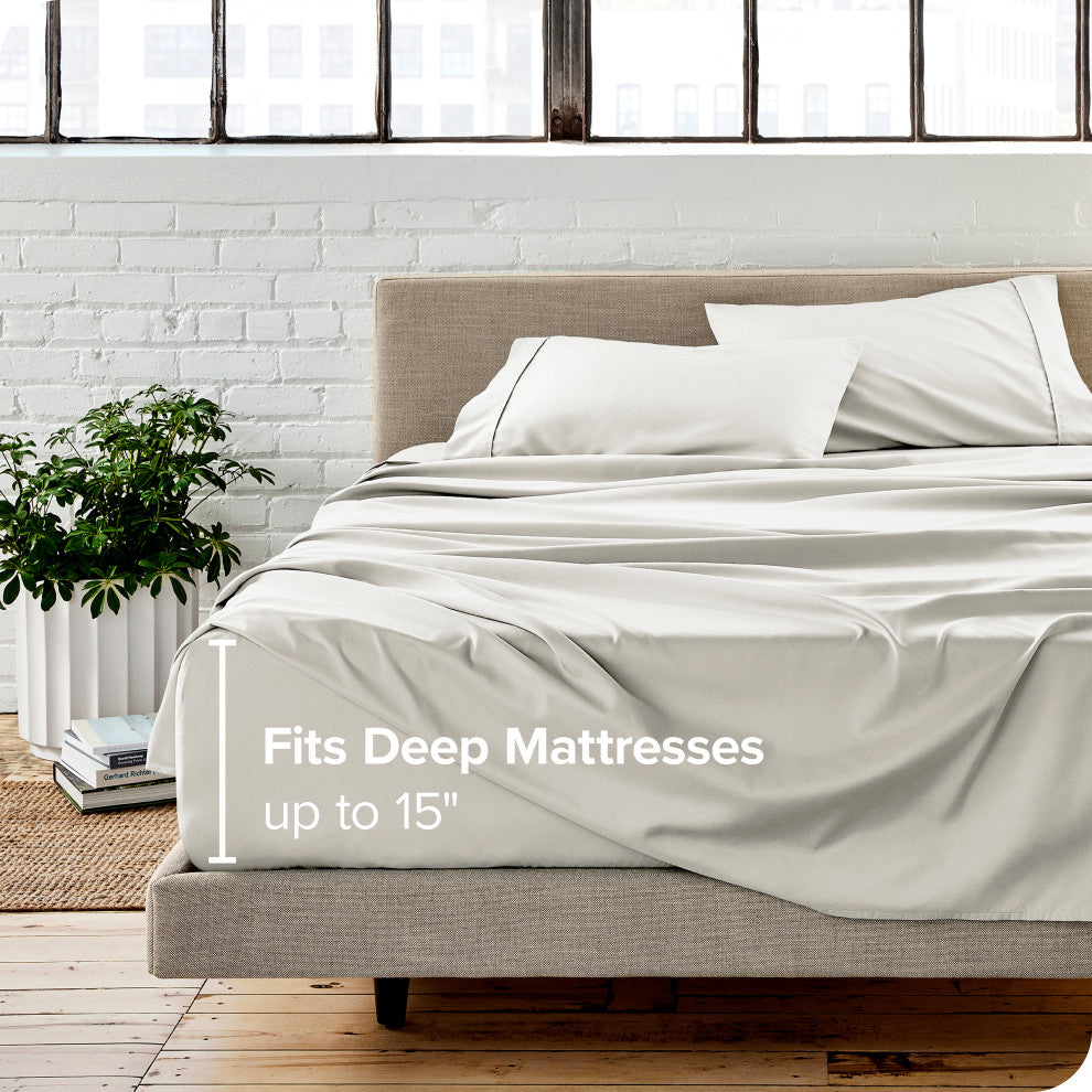Bare Home 1800 Microfiber Sheet Set, Ivory, Split King
