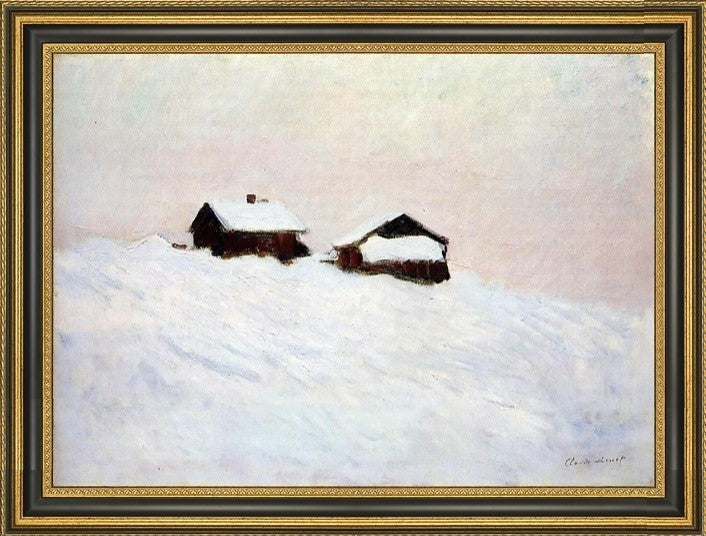 Claude Oscar Monet Houses in the Snow Framed Premium Canvas Print, 16"x24"