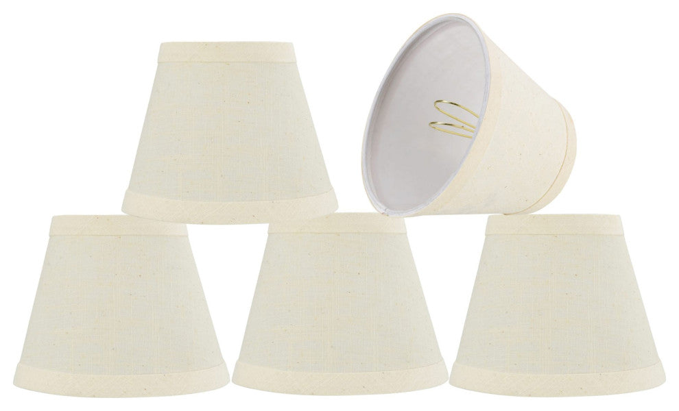 32062-5 Small Hardback Empire  Chandelier Clip On Lamp Shade Beige 3"x5"x4"