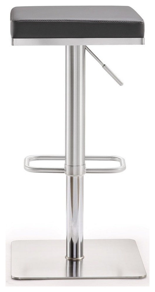 Bari Grey Stainless Steel Adjustable Barstool
