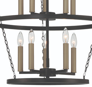 10-Light Candle Style Wagon Wheel Chandelier, Classic Black/Brass Dust