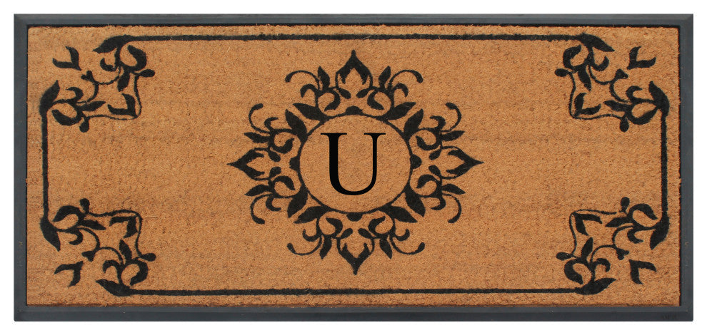 A1HC Hand-Crafted 24"x48" Rubber Coir Double/Single Monogrammed, U