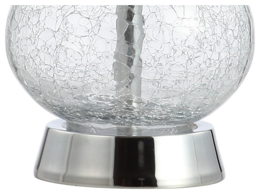 Playa 21" Metal and Bubble Glass Led Table Lamp, Chrome