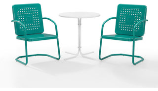 Bates 3-Piece Outdoor Bistro Set, Turquoise Gloss