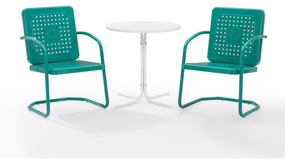 Bates 3-Piece Outdoor Bistro Set, Turquoise Gloss