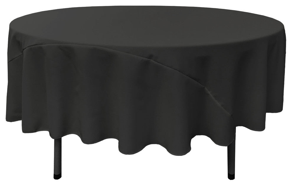 LA Linen Round Polyester Poplin, Black, 90" Round