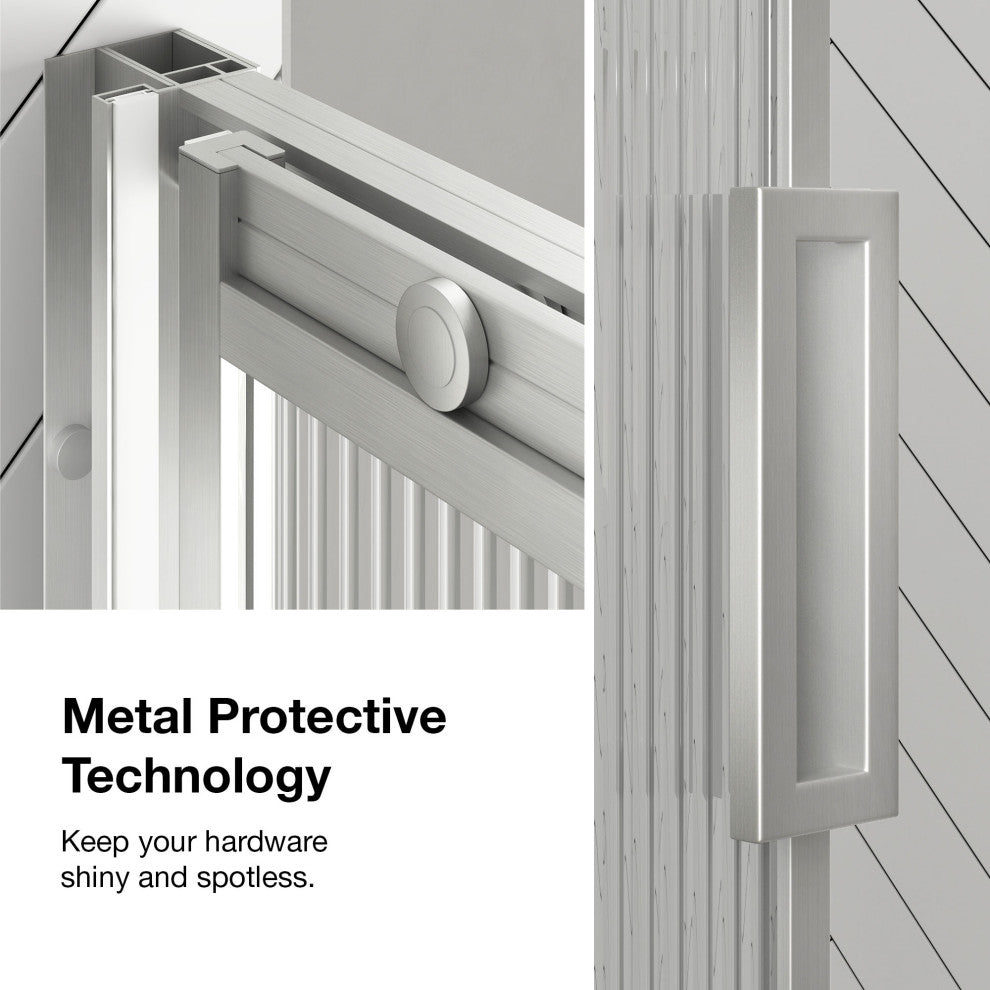Stanford Sliding Fluted Alcove Shower Door, Satin Nickel, Fluted Glass, 60"