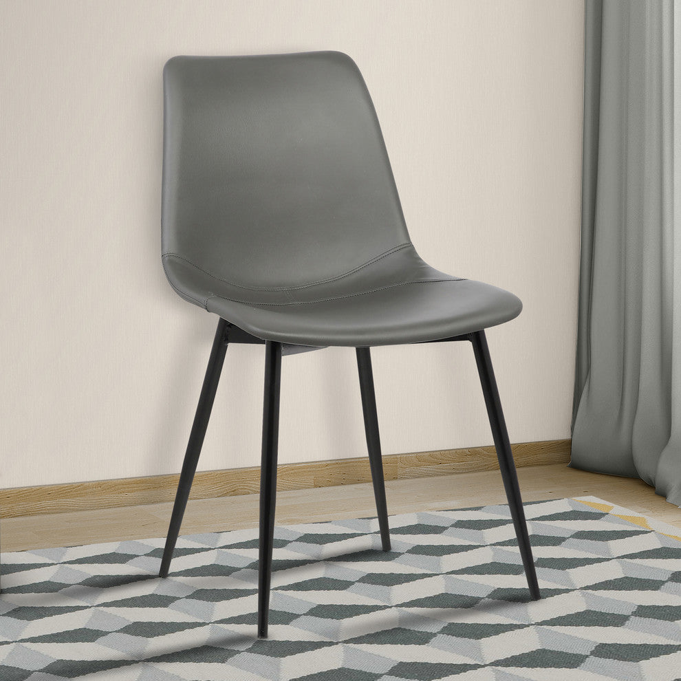 Jonas Dining Chair, Black Faux Leather With Black Powder Coated Legs