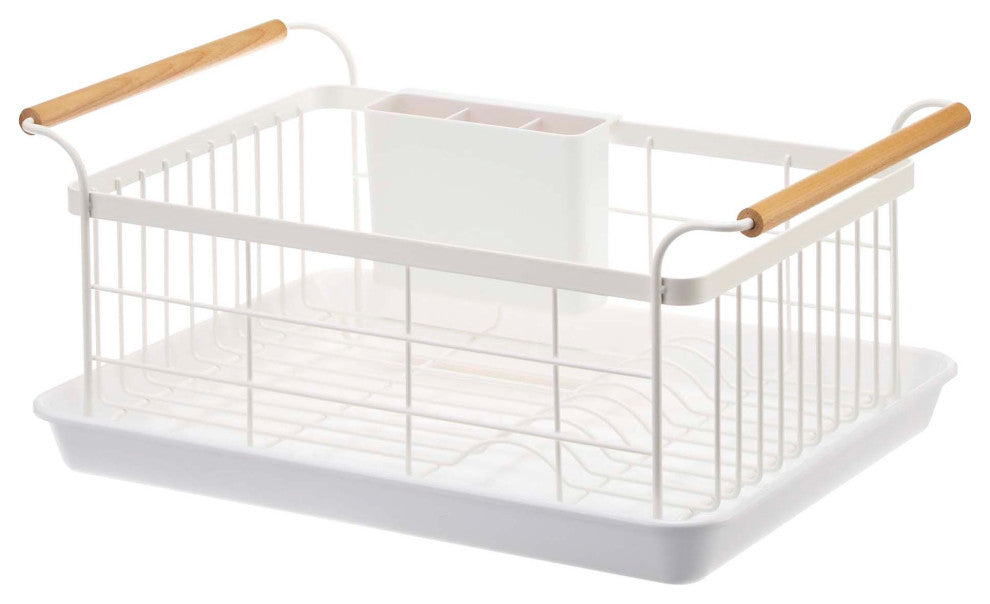 Yamazaki Home Dish Rack, Steel + Wood, Holds 22 lbs