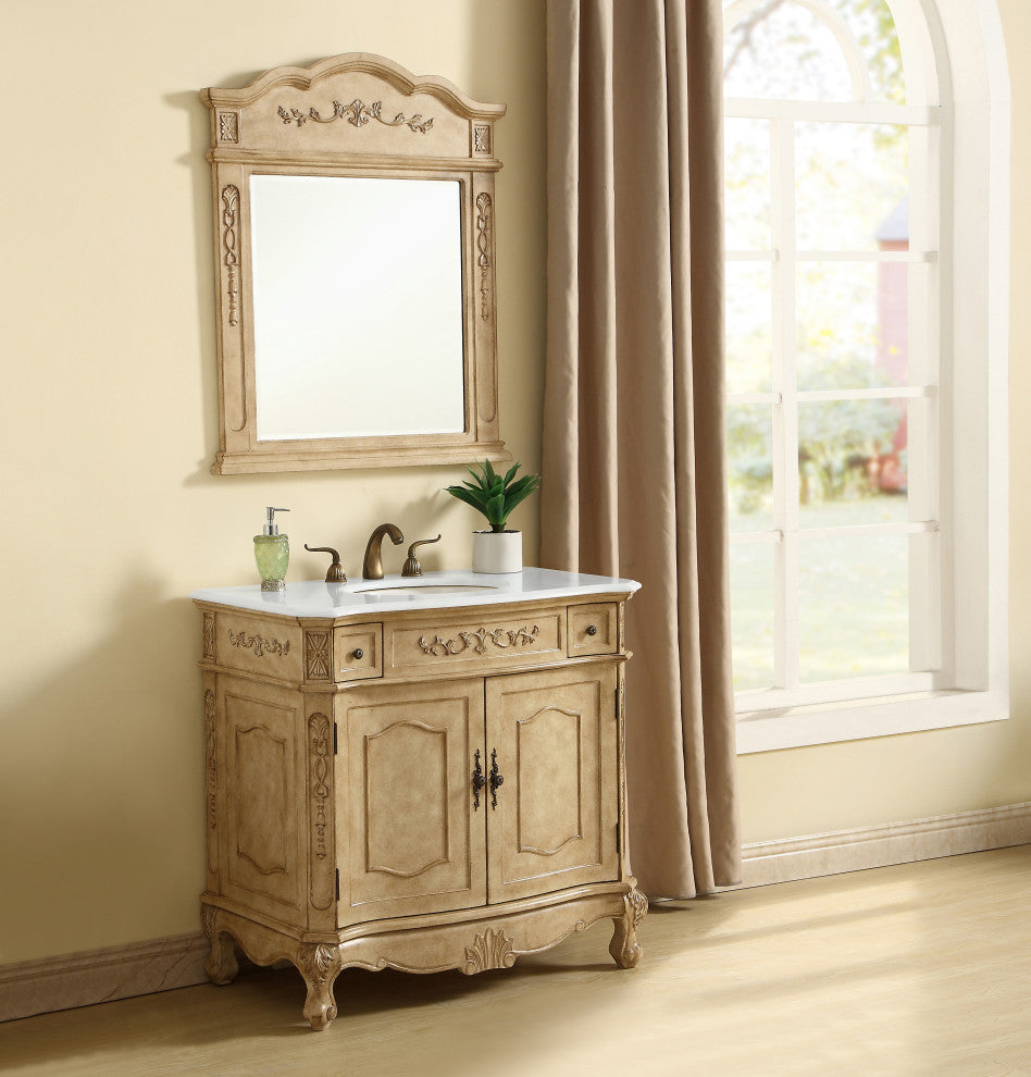 Bathroom Vanity, Antique Beige, 36", Single Sink