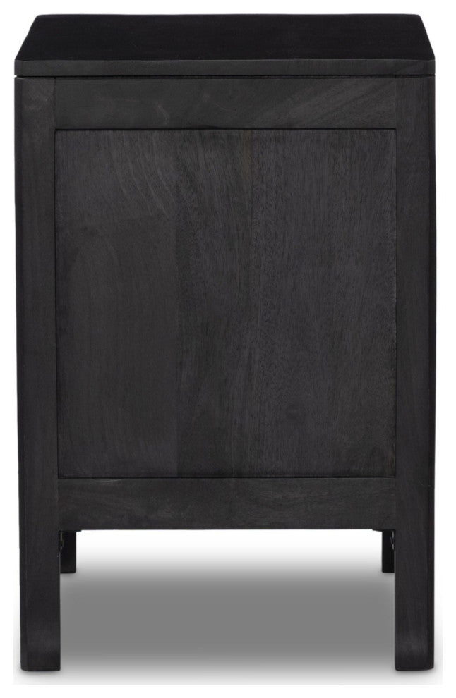 Sydney Left Nightstand Black Wash, Black Cane