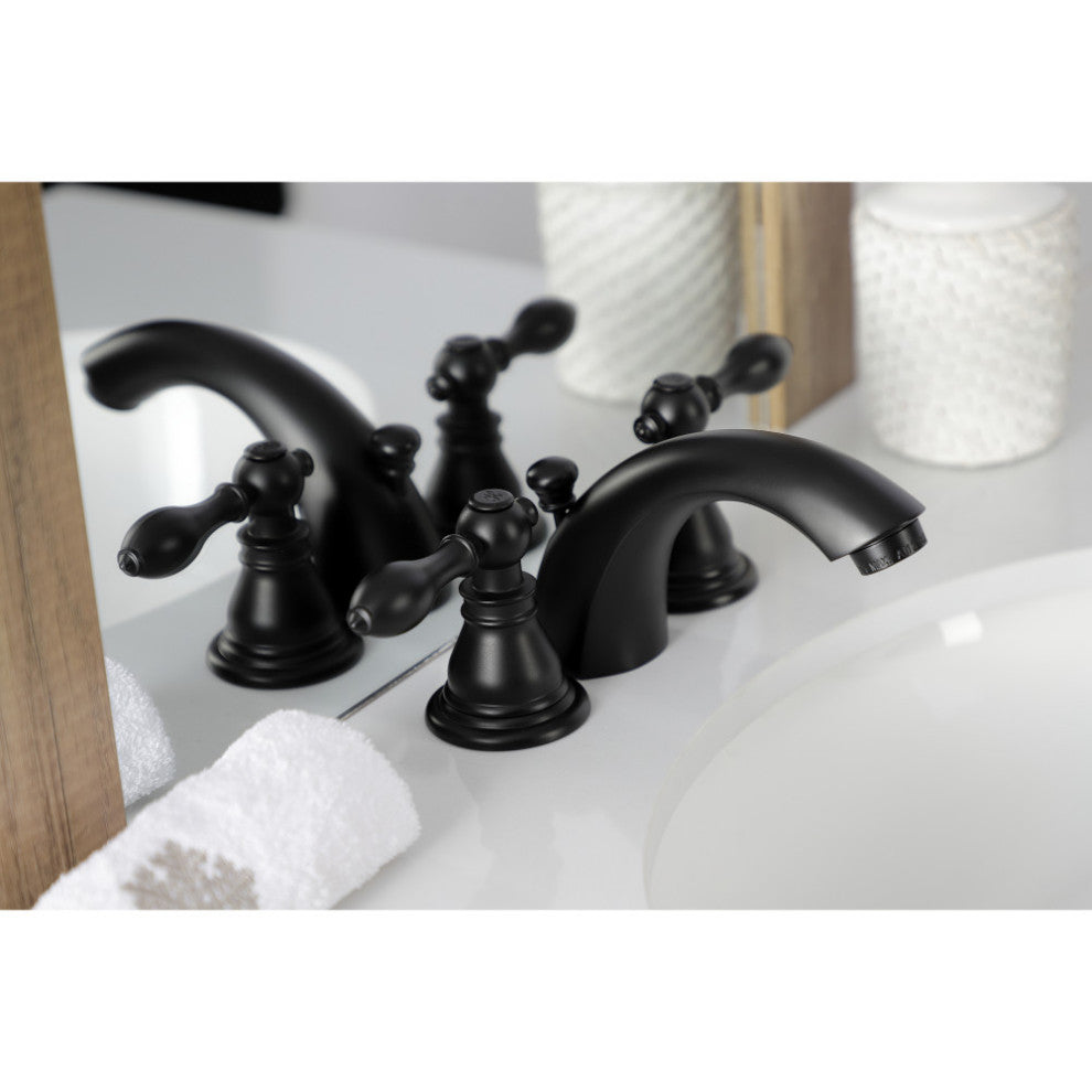 KB950ACL Widespread Bathroom Faucet With Plastic Pop-Up, Matte Black