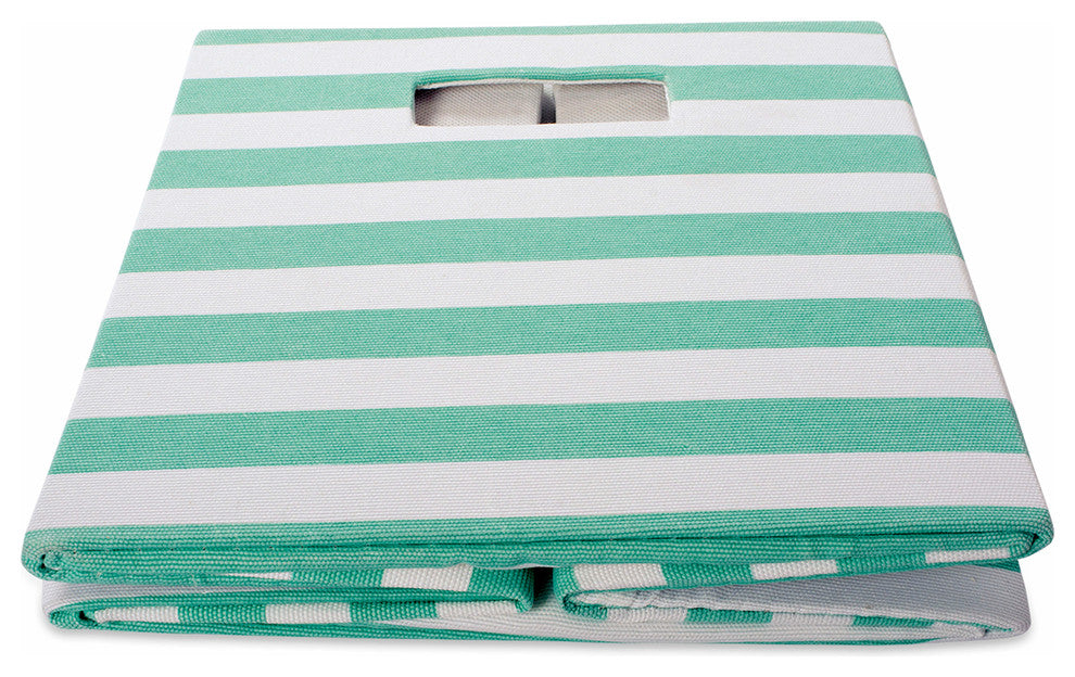 DII Polyester Cube Stripe Aqua Square 11x11x11"