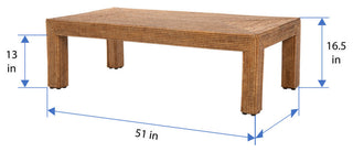 La Jolla Rattan Rectangular Coffee Table, Honey Brown