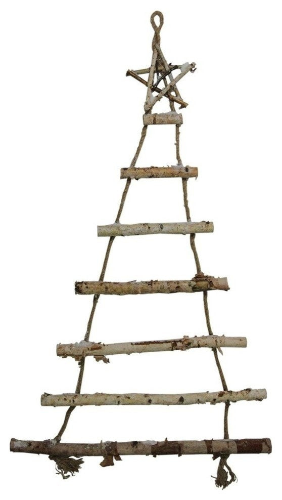48" Natural 7-Tier Wall Hanging Twig Tree With Star Christmas Decoration