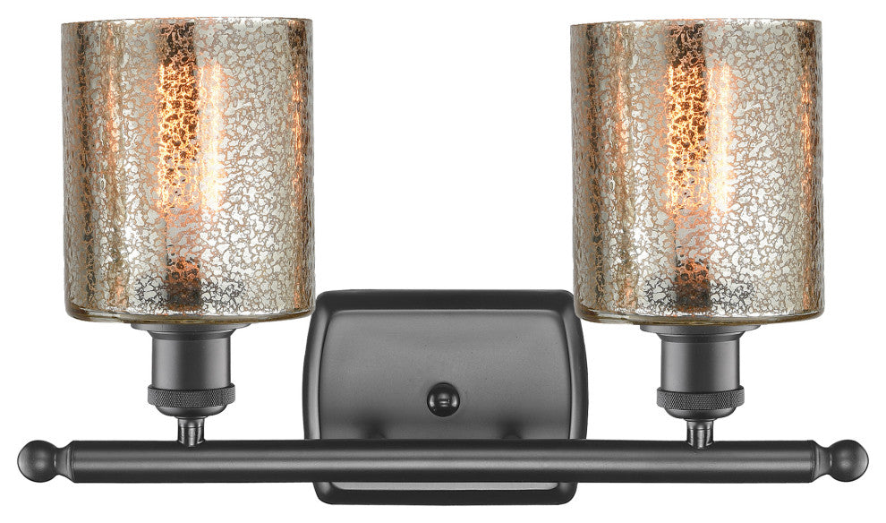 Cobbleskill 2-Light Bath Fixture, Mercury Glass, Oil Rubbed Bronze
