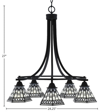 Paramount 5-Light Chandelier, Matte Black, 7" Pewter Art Glass