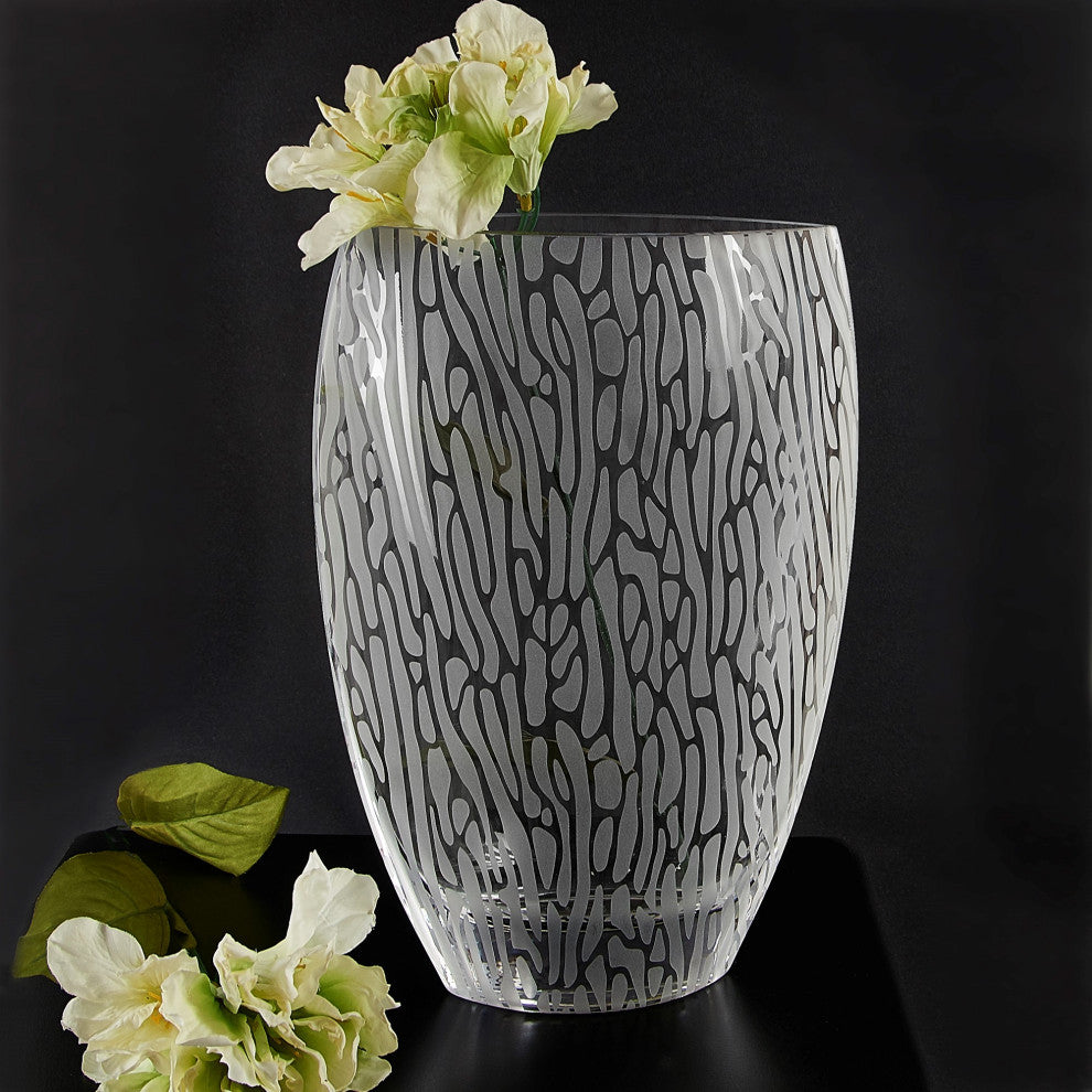 Raindrops Mouth Blown European 12" Crystal Vase