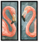 Watercolor Pink Flamingo Pair Watercolor Animal Portrait,13 x 30