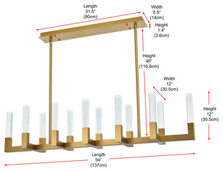 54" Adjustable LED Pendant, Satin Gold