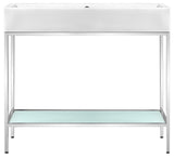 Pierre 40 Single, Freestanding, Open Shelf, Chrome Metal Frame Bathroom Vanity