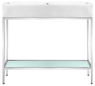 Pierre 40 Single, Freestanding, Open Shelf, Chrome Metal Frame Bathroom Vanity