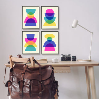 Intergalactic Rainbow Abstract Transparent Geometric Shapes , 4pc, each 11 x 14