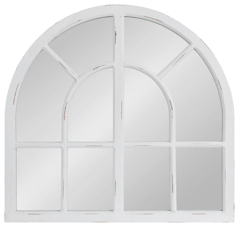 Boldmere Wide Arch Windowpane Mirror, White, 30"x29"